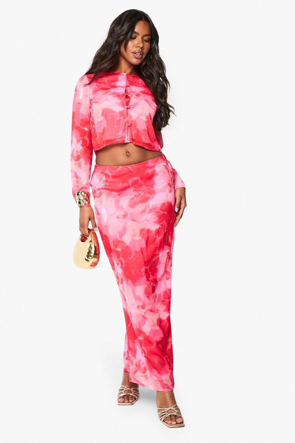 Floral Print Woven Maxi Skirt