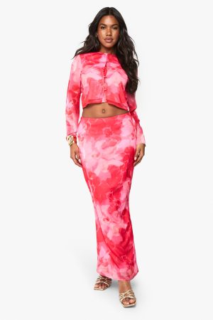 Floral Print Woven Maxi Skirt
