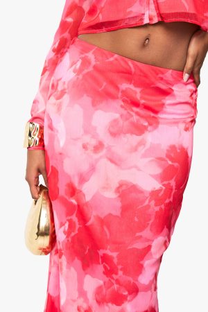 Floral Print Woven Maxi Skirt