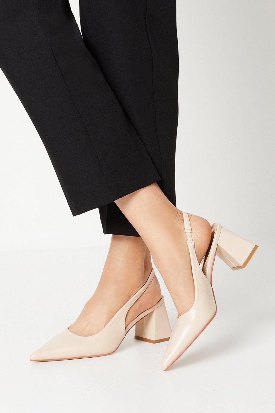 Venus Slingback Mid Block Heel Pointed Court Shoes