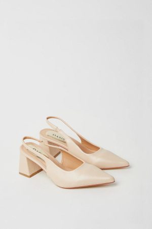 Venus Slingback Mid Block Heel Pointed Court Shoes