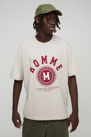 Oversized Homme Established Varsity Printed T-Shirt