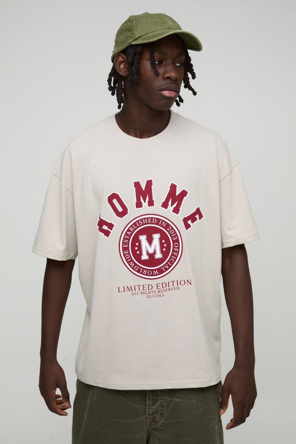 Oversized Homme Established Varsity Printed T-Shirt