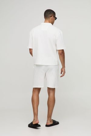 Oversized Boxy Seersucker Crinkle Shirt & Short Set