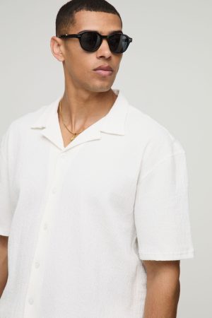 Oversized Boxy Seersucker Crinkle Shirt & Short Set