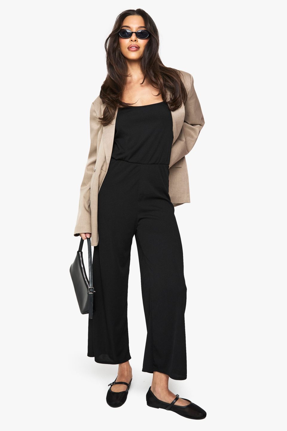 Basic Rib Strappy Culotte Jumpsuit