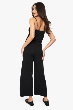 Basic Rib Strappy Culotte Jumpsuit