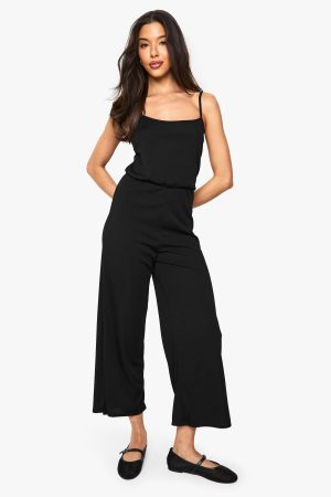Basic Rib Strappy Culotte Jumpsuit