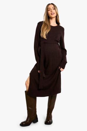 Maternity Crew Neck Jumper Midi Dress