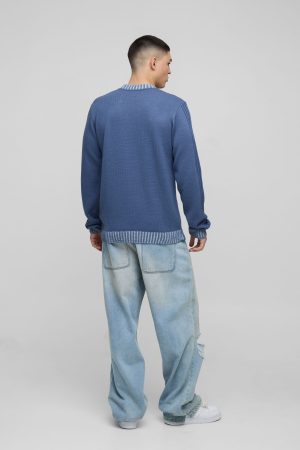 Regular Fit Contrast Rib Knit Sleeve Jumper