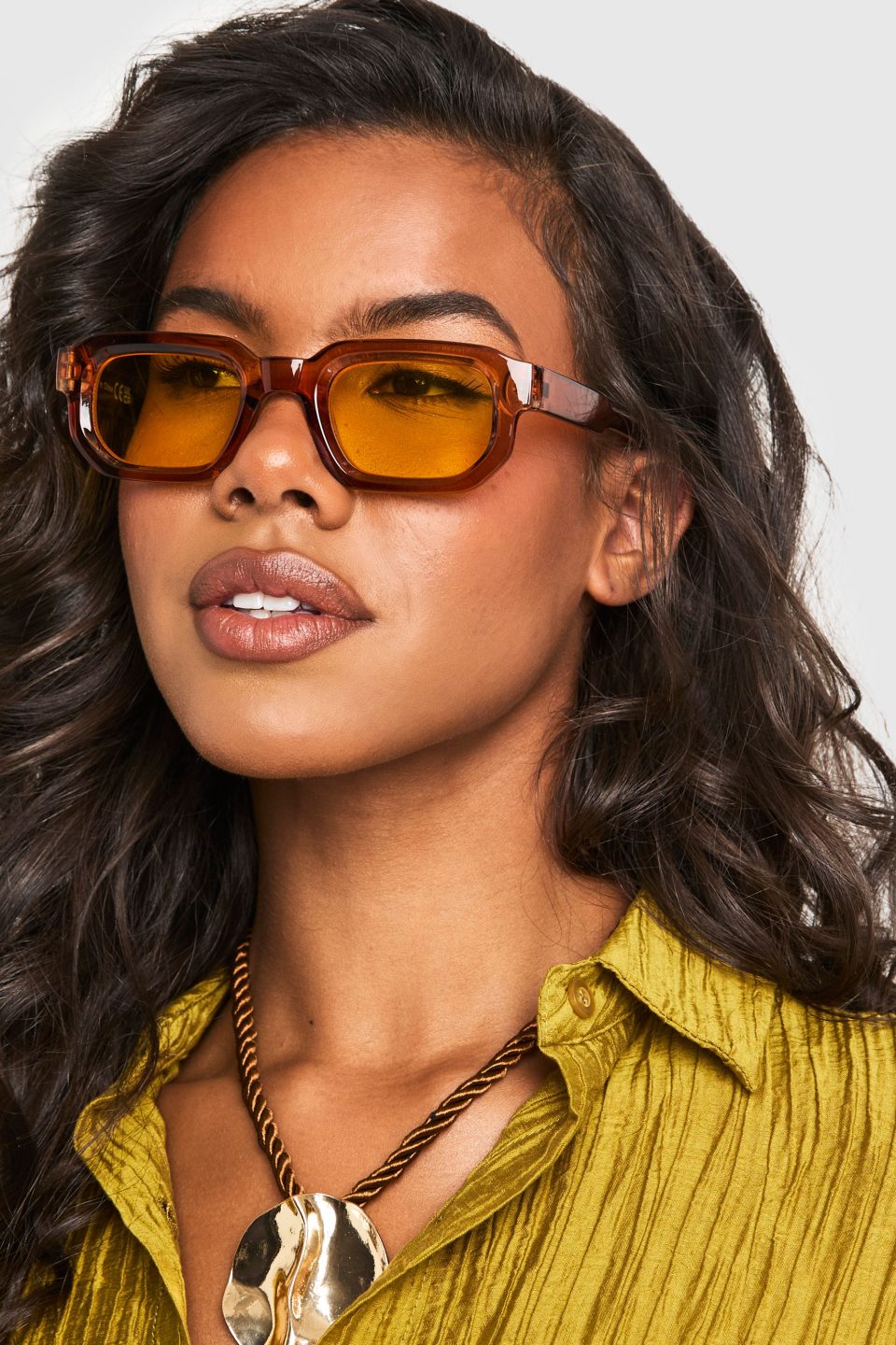 Orange Lens Chunky Square Sunglasses