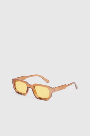 Orange Lens Chunky Square Sunglasses