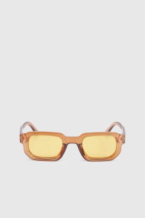 Orange Lens Chunky Square Sunglasses
