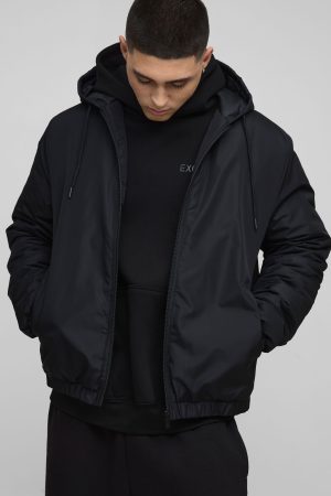 Regular Fit Hooded Lightweight Padded Bomber Jacket