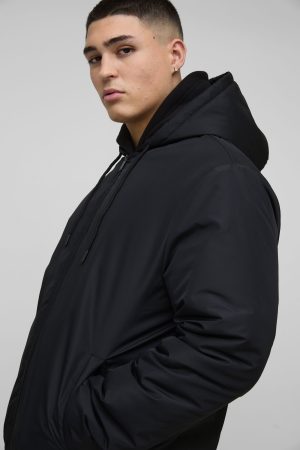 Regular Fit Hooded Lightweight Padded Bomber Jacket