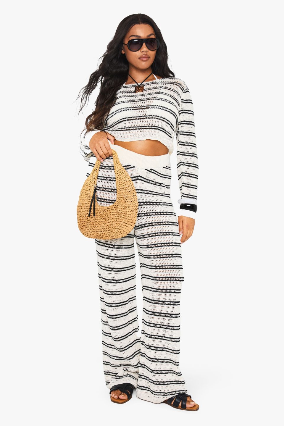 PLUS BEACH KNIT WIDE LEG TROUSER