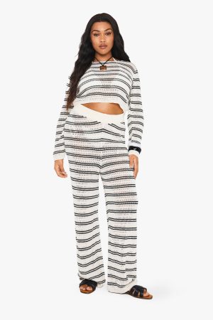 PLUS BEACH KNIT WIDE LEG TROUSER