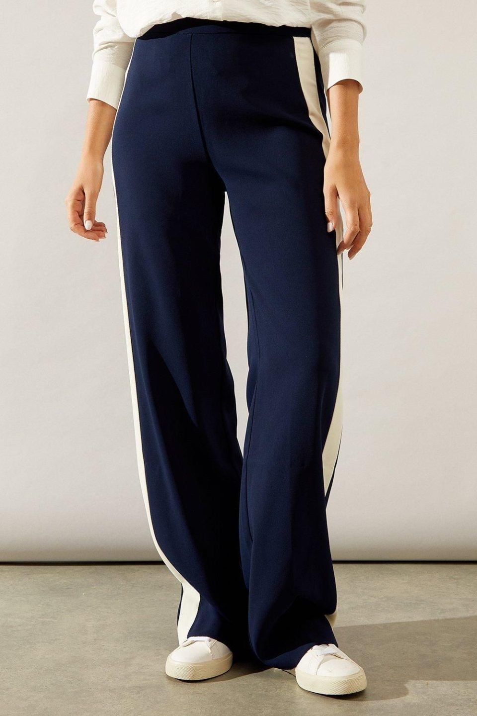 Premium Side Stripe Elastic Wide Leg Trouser