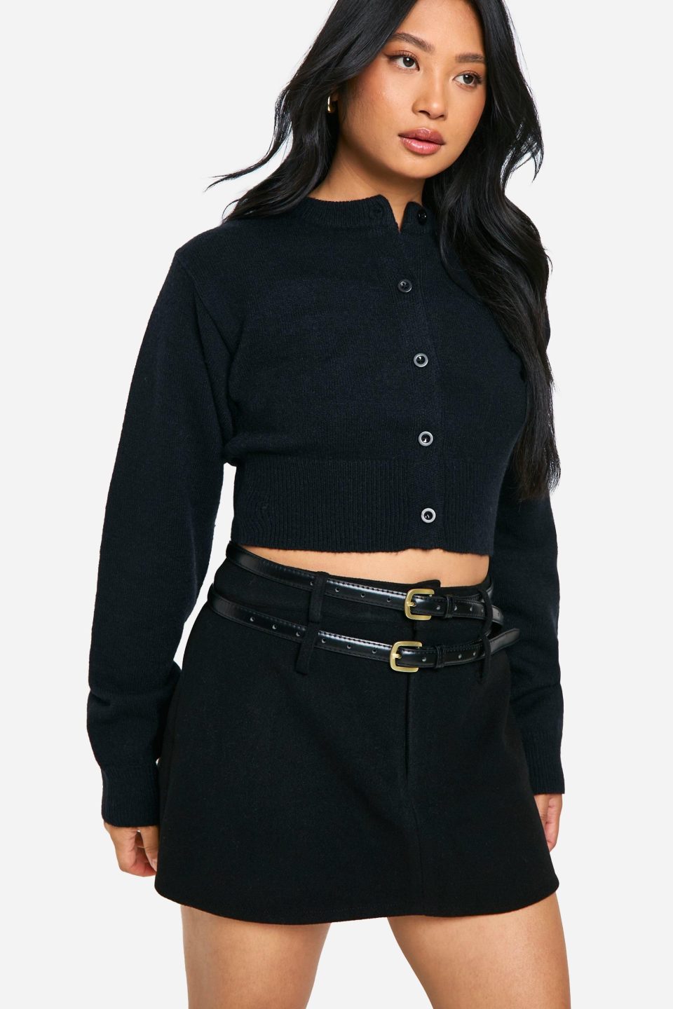 Petite Wool Look Micro Mini Skirt