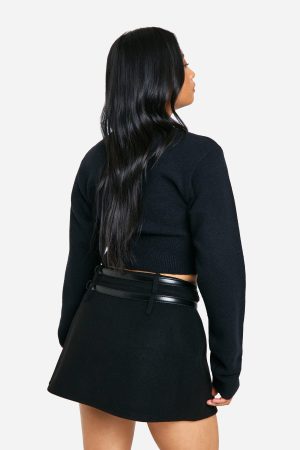 Petite Wool Look Micro Mini Skirt