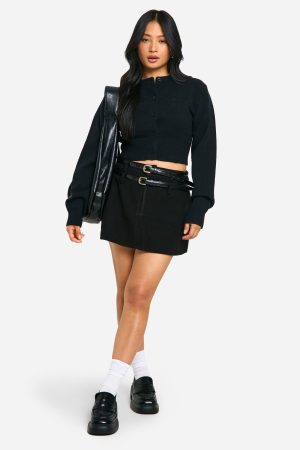 Petite Wool Look Micro Mini Skirt