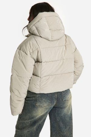 Plus Hooded Textured Puffer Jacket