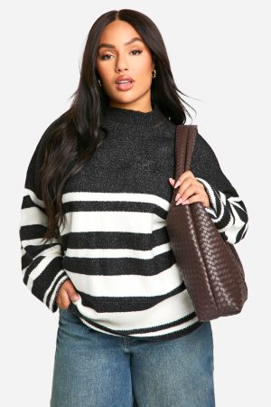 Plus Mixed Stripe Oversized Jumper