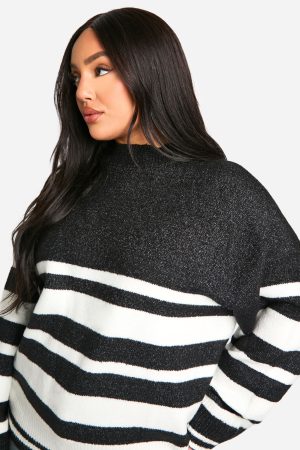 Plus Mixed Stripe Oversized Jumper