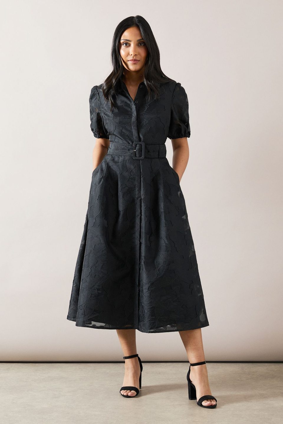 Petite Burnout Floral Shirt Dress