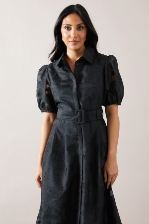 Petite Burnout Floral Shirt Dress