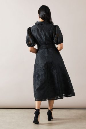 Petite Burnout Floral Shirt Dress