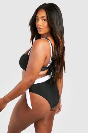 Plus Mono Contrast High Waisted Bikini