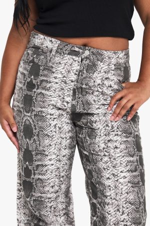 plus snake wide leg jean