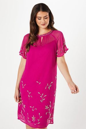 Tall Embellished Short Sleeve Shift Dress