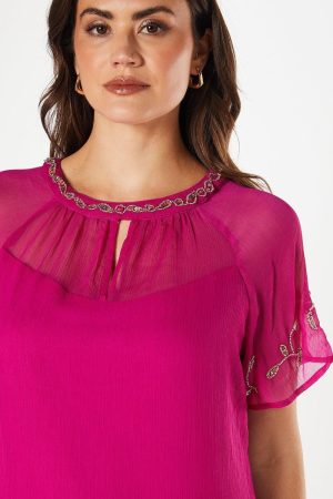Tall Embellished Short Sleeve Shift Dress
