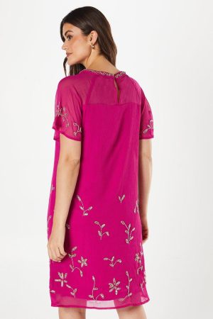 Tall Embellished Short Sleeve Shift Dress