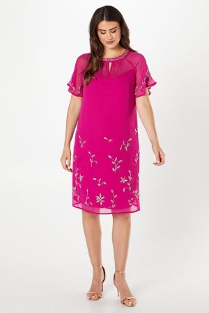 Tall Embellished Short Sleeve Shift Dress