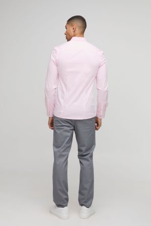 Slim Fit Basic Long Sleeve Collared Shirt