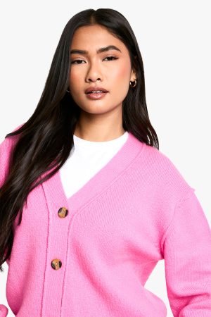 Seam Detail Soft Knit Boyfriend Oversized Cardigan