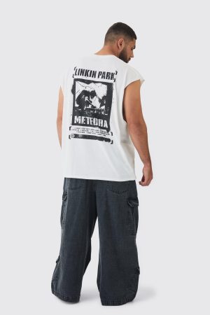 Plus Elasticated Waist Acid Wash Parachute Cargo Jeans