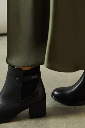 Merida Faux Leather Mid Block Heel Chelsea Ankle Boots