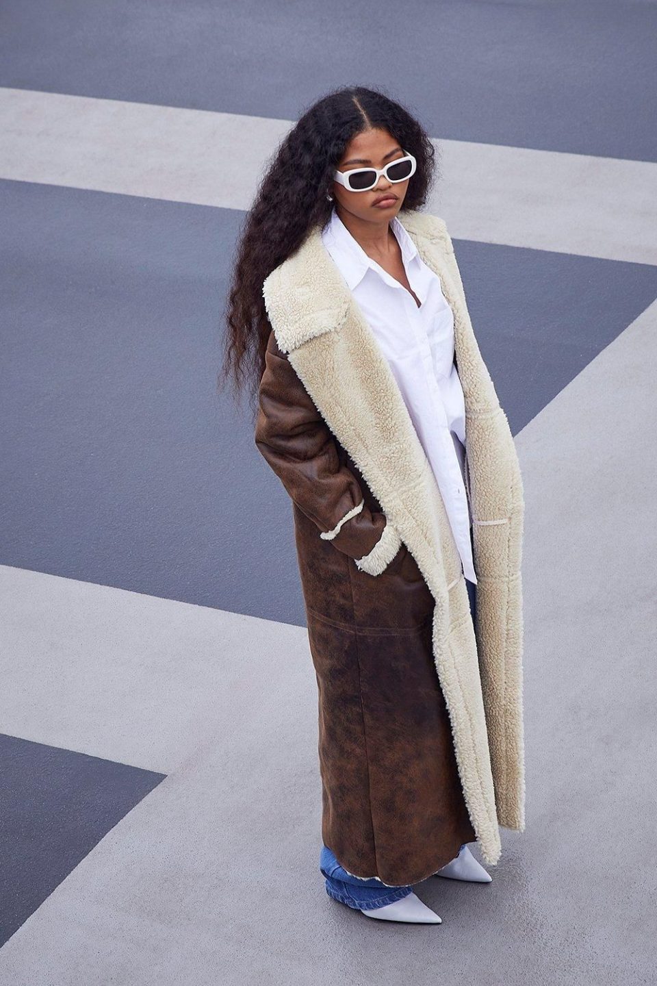 Vintage Look Maxi Aviator Coat