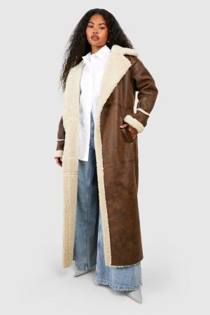 Vintage Look Maxi Aviator Coat