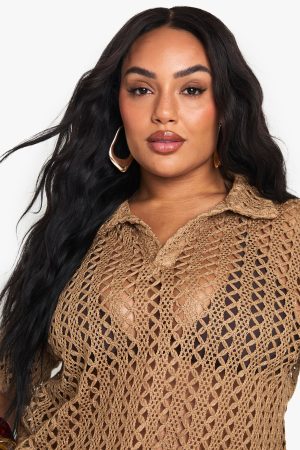 Plus Crochet Overhead Beach Shirt