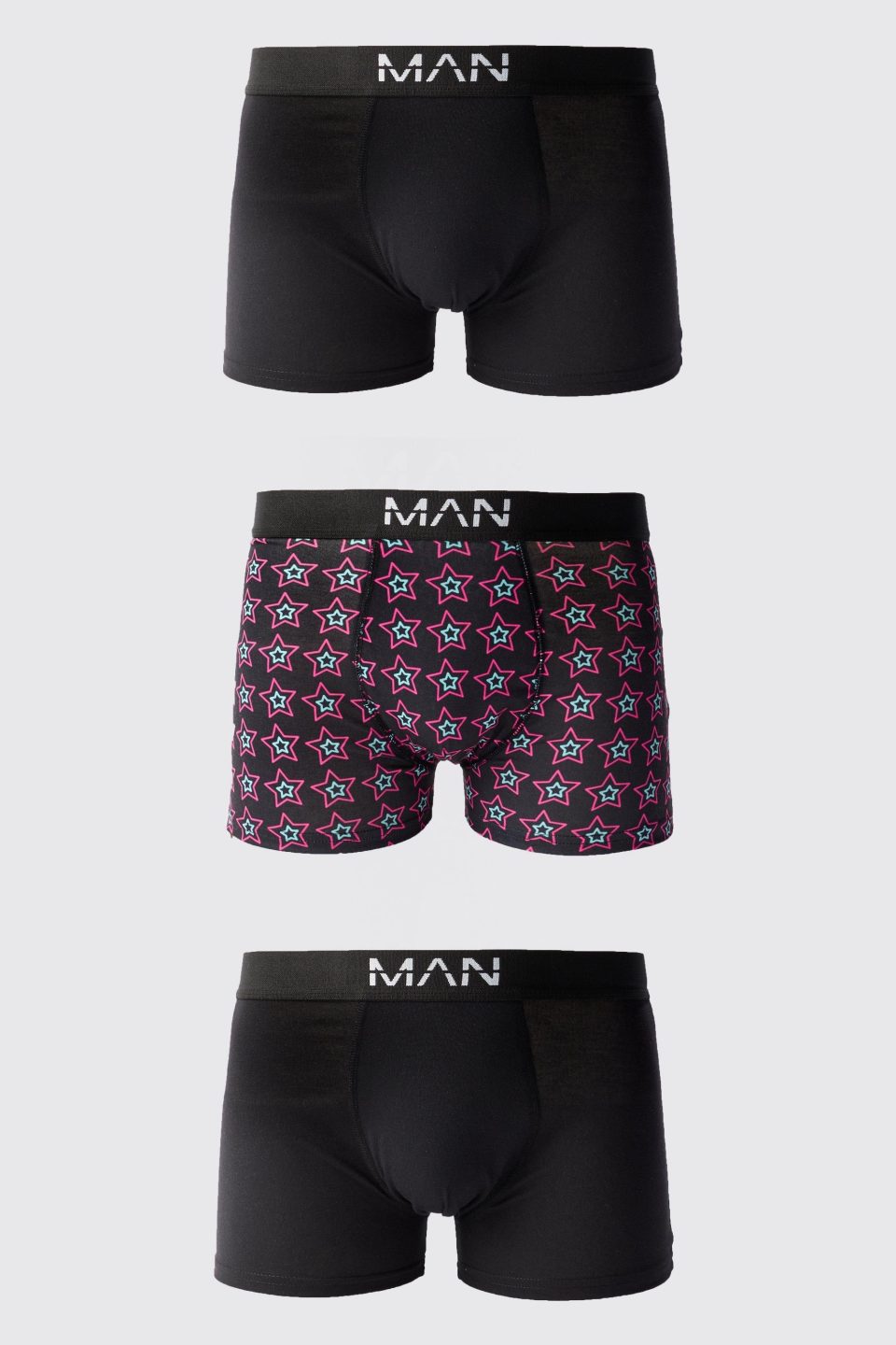 3 Pack Man Star Printed Boxers