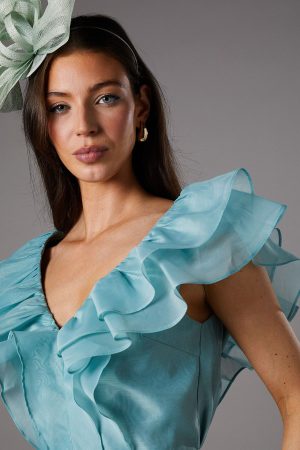 Frill Texture Organza Peplum Top