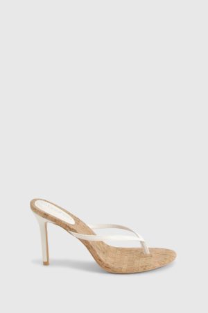 Cork Detail Toe Post Heels