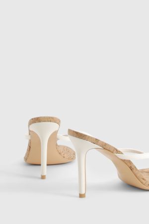 Cork Detail Toe Post Heels