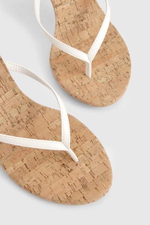 Cork Detail Toe Post Heels