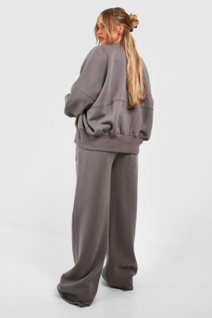 Plus Zip Through Bomber Straight Leg Jogger Tracksuit